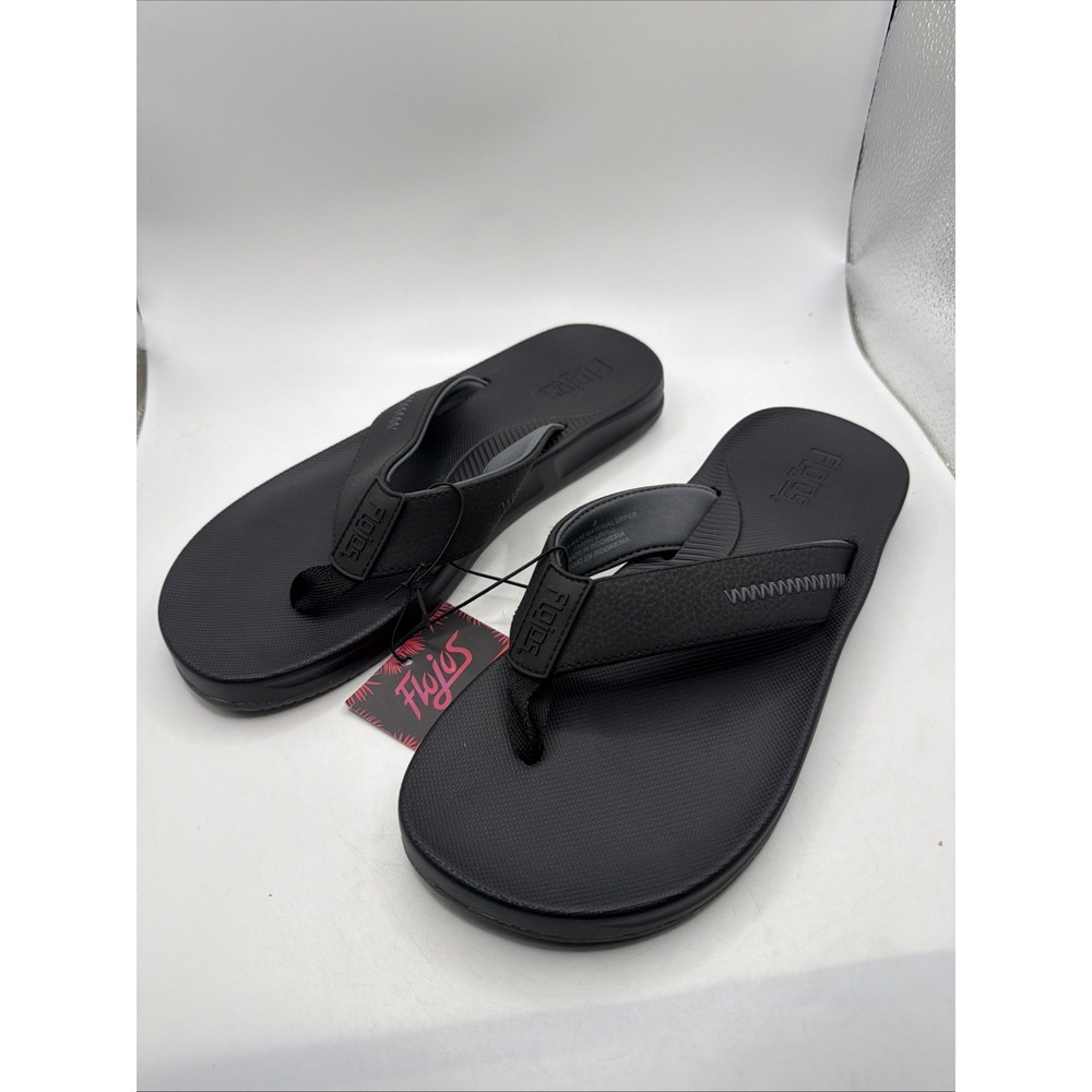 Flojos Mens Black Sandals Flip Flop Shoes Memory Foam Water-Resistant size 11